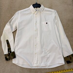 Bape White Shirt with Camouflage Cuffs